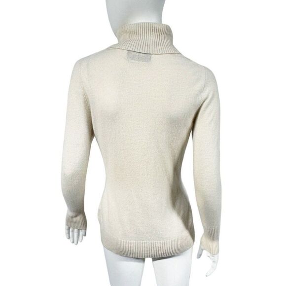 Victor Alfaro Ivory 100% Cashmere Turtleneck Sweater Womens Size M Medium - Picture 5 of 9